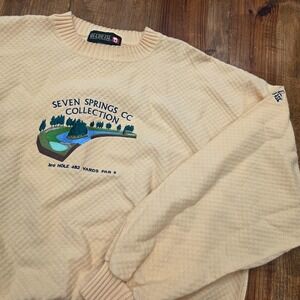Vintage Seven Springs Country Club Waffle Knit Golf Sweatshirt Crewneck - M